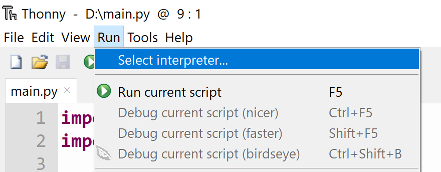 Select Interpreter