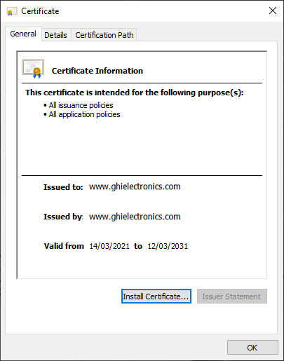Importing Root Certificate Step 1