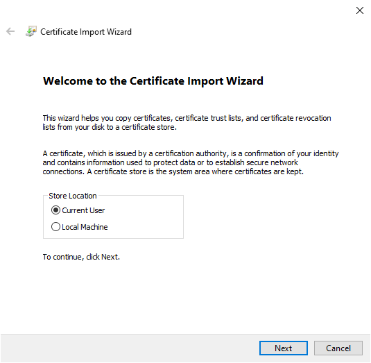 Importing Root Certificate Step 2