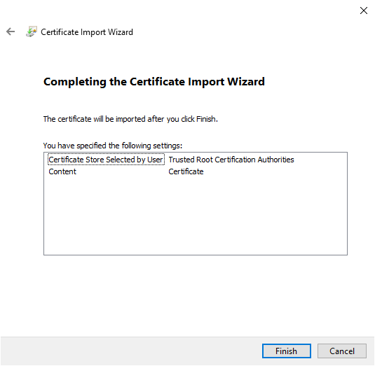 Importing Root Certificate Step 4